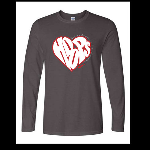 Long Sleeve Tee Shirt - Men's - HOOPS Red/White