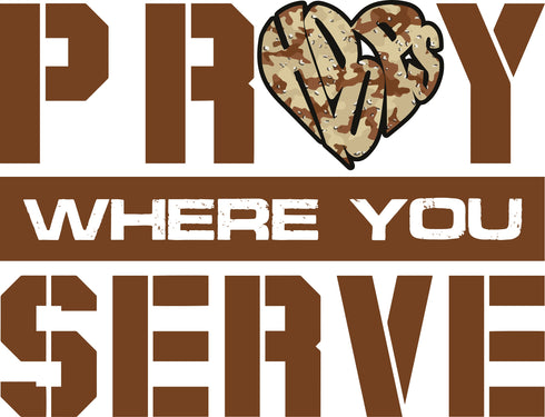 "Pray Where You Serve" - T-Shirt - Light Olive