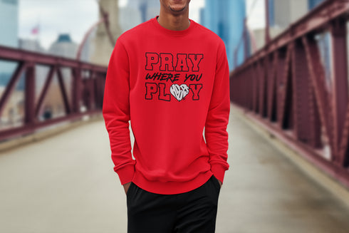 "Pray Where You Play" - Golf - Men/Women Crew Neck Sweatshirt