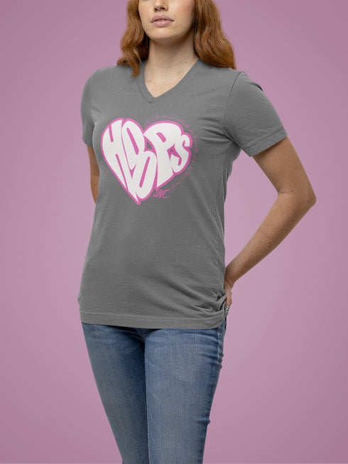 Breast Cancer Awareness Women's V-Neck Tee (Pink/White Logo)
