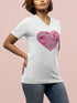 Breast Cancer Awareness Women's V-Neck Tee (Pink Camo Logo)