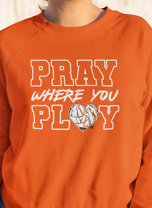 "Pray Where You Play" - Volleyball- Men/Women Crew Neck Sweatshirt