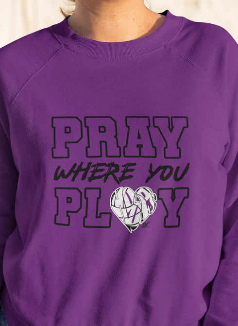 "Pray Where You Play" - Volleyball- Men/Women Crew Neck Sweatshirt