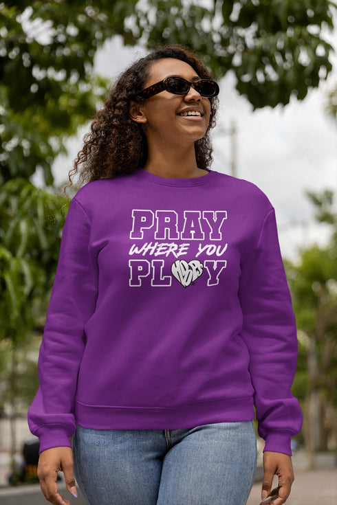 "Pray Where You Play" - Golf - Men/Women Crew Neck Sweatshirt