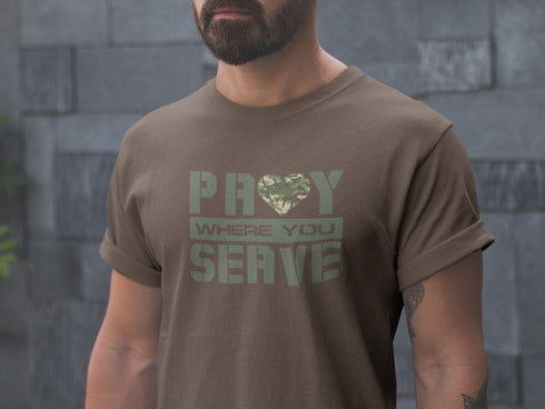 "Pray Where You Serve" - T-Shirt - Espresso