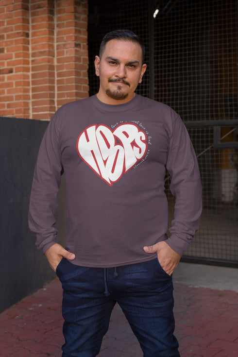 Long Sleeve Tee Shirt - Men's - HOOPS Red/White