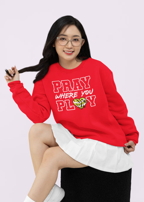 "Pray Where You Play" - Tennis - Men/Women Crew Neck Sweatshirt