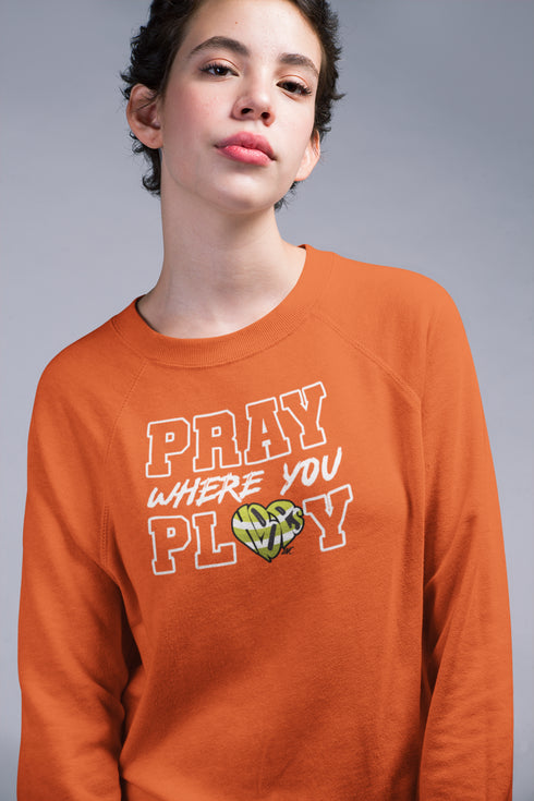 "Pray Where You Play" - Tennis - Men/Women Crew Neck Sweatshirt
