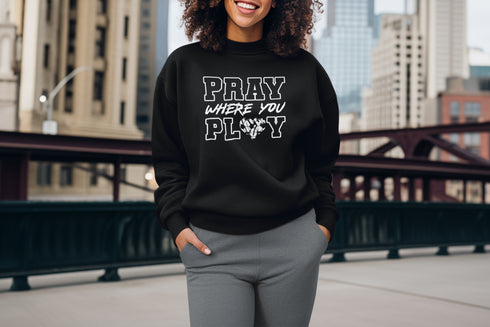 "Pray Where You Play" - Soccer - Men/Women Crew Neck Sweatshirt