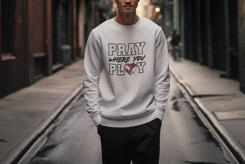 "Pray Where You Play" - Football - Men/Women Crew Neck Sweatshirt