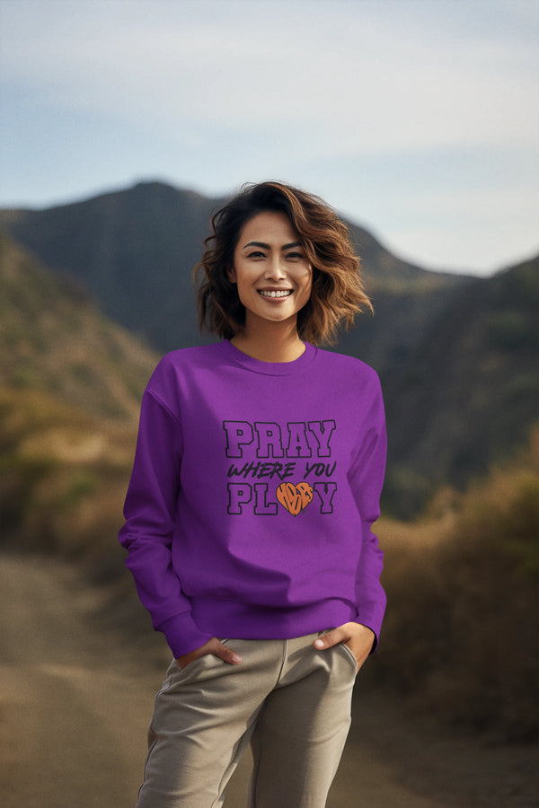 "Pray Where You Play" - Basketball - Men/Women Crew Neck Sweatshirt