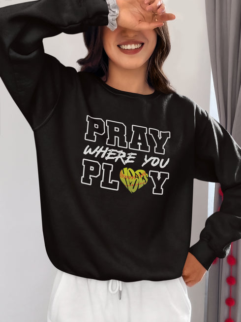 "Pray Where You Play" - Softball - Men/Women Crew Neck Sweatshirt