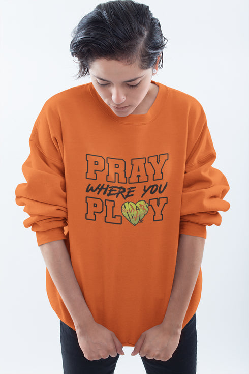 "Pray Where You Play" - Softball - Men/Women Crew Neck Sweatshirt